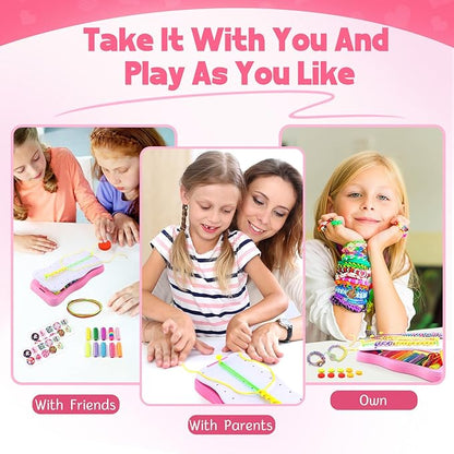 Daisiki Friendship Bracelet Kit & Bracelet Making Kit for Girls Gifts, Arts and Crafts for Kids Ages 8-12 Birthday Gift, Popular String Maker Toys, Ideal for Travel Pink Set