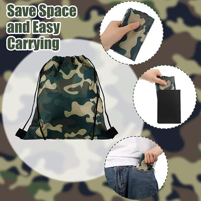 36 Pcs Tie Dye Camouflage Party Kit Camo Drawstring Bag Bulk Camouflage Military Rubber Keychain Silicone Camo Bracelet for Adult Kid Travel Paintball Camping Birthday Party Supplies (Classic Camo)