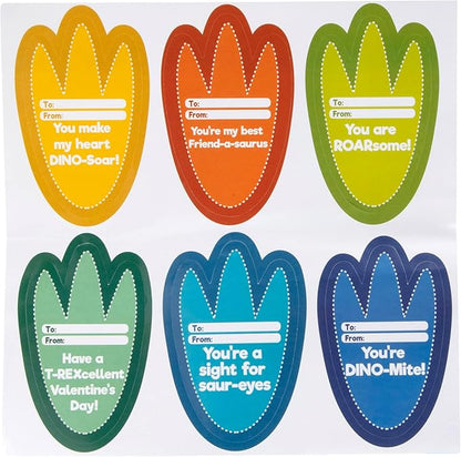 Set of 24 Valentines Cards for Kids Classroom - Valentine's Day Dinosaur Wood Painting Kits for Kids School - Each Valentines Gift Includes Complete Craft Kit & Card for Boys Girls Classroom Exchange