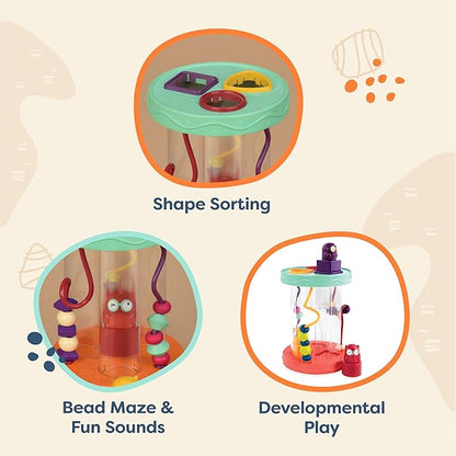 B. toys- B. baby – Baby Shape Sorter – Sorting Toy with 3 Owls – Colorful Shapes, Bead Maze & Fun Sounds – Developmental & Educational Game for Babies & Toddlers –Hooty-Hoo - 10 Months +