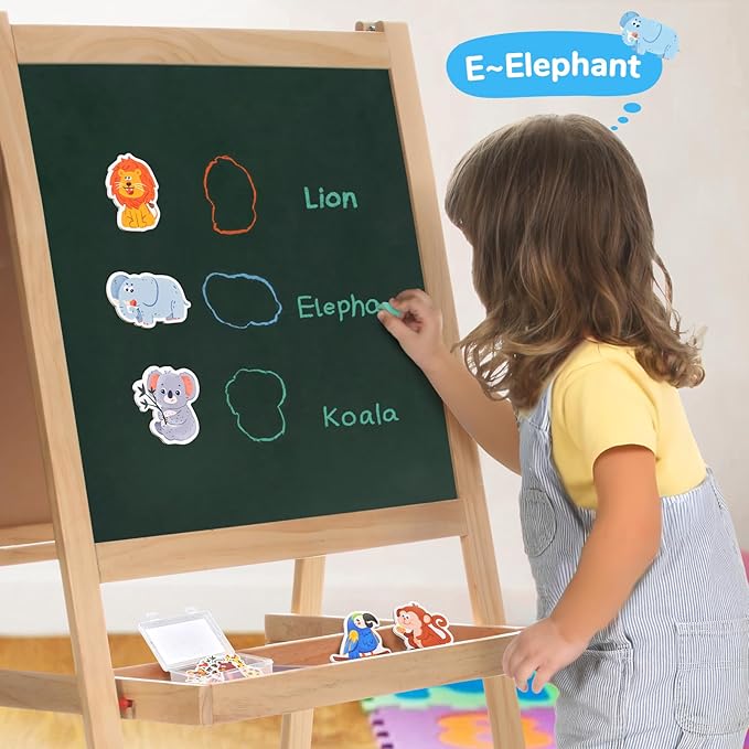 Wooden Fridge Magnets for Toddlers - 10 Cute Zoo Animals - Full Back Magnetic Toddler Magnets, Large Refrigerator Baby Toys, Fun Educational Learning Gifts for Preschool Kids Ages 2+