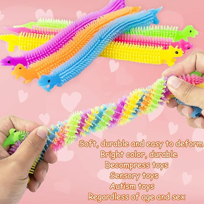 Valentines Day Cards for Kids- 24Pcs Dinosaur Valentines Cards with Glow in Dark Dinosaur Stretchy String Sensory Fidget Toys for Kids Valentines Party Favors Classroom Exchange Gifts School Supplies