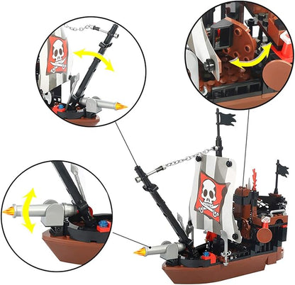 BRICK STORY Pirate Ship Building Blocks with 3 Mini Toy Figures, Boat and Ship Model Pirate Toys Building Kit Pirate Adventure Toys Sets Building Bricks Gifts for Boys Girls Age 6-12 and Up, 167pcs