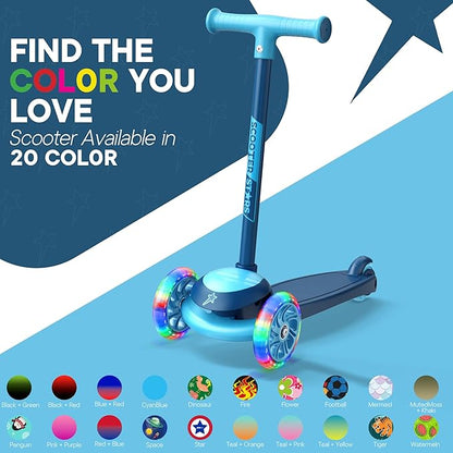 3 Wheel Scooter for Kids, Smooth Light Up LED Front Wheels, Wide Anti Slip Deck, Rear Foot Brake, Easy Lean to Steer Maneuvering, Indoor & Outdoor Ride On Toys for Ages 2 Up,