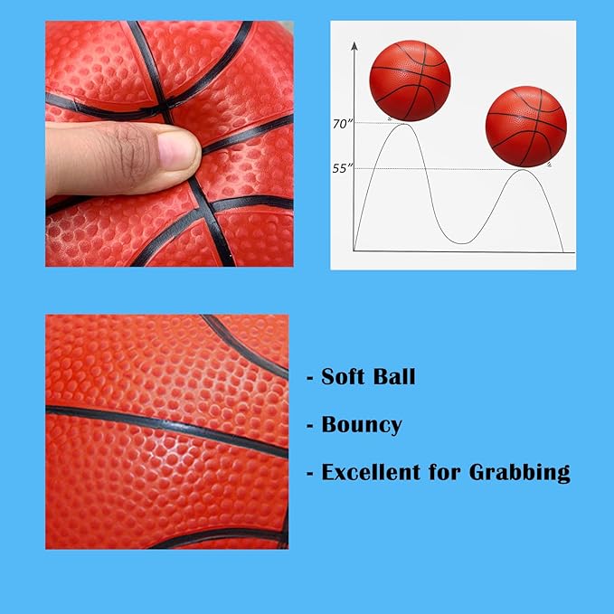 ABAJI Mini Basketballs Orange 2 PCS 5" Set with Random Color Pump Needle Durable Material for Mini Hoop Toddlers Kids Teenagers for Pool Indoors Outdoors