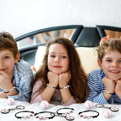 Nosiny 108 Pcs Baseball Party Favors Bulk 36 Pcs Baseball Keychain Gifts 36 Pcs Baseball Stress Balls 36 Pcs Baseball Charm Bracelets for Team Birthday Party Supplies(Baseball)