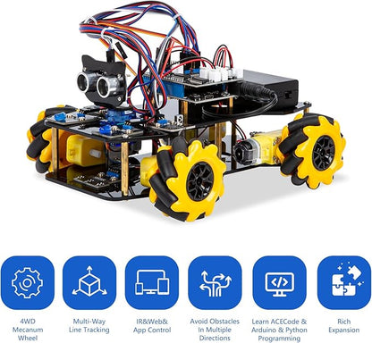 ACEBOTT Smart Robot Car Kit Compatible with Arduino, Robotics for Kids Ages 8-12 12-16, Electronic Programming Project/STEM Science Kits Coding Gifts for Adults and Youths