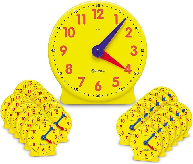 Learning Resources Classroom Clock Kit -25 Pieces, Ages 5+ Clock for Kids, Learning to Tell Time, Clocks for Teaching Time, Teacher and Classroom Supplies