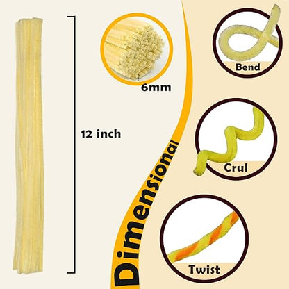300pcs Yellow Pipe Cleaners Bulk - Fluffy Craft Pipe Cleaners for Arts & Crafts, Ideal for Making Flowers, Animals & Decorations (12 x 0.26 inches)