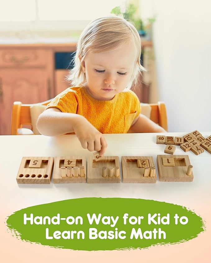 SYNARRY Wooden Counting Peg Boards - Montessori Math Manipulatives for Kindergarten Learning Activities, Number Addition and Subtraction Games for Homeschooling, Math Counters Toys for Kids Ages 3-8