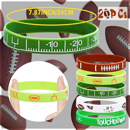 60PCs Football Party Favor Football Silicone Bracelet Football Slap Bracelet Tattoos for Football Sports Themed Birthday Party Decor Goodie Bag Fillers (Football)