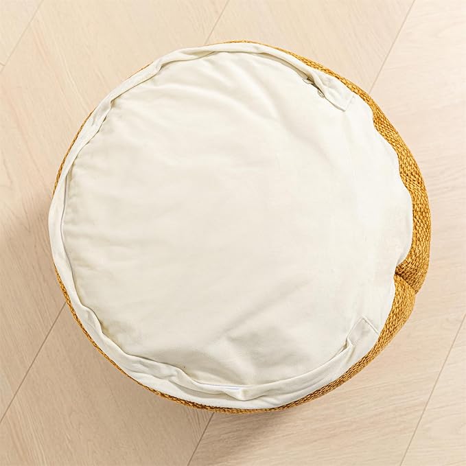 Pouf Ottoman Foot Rest Living Room Floor Pouf Lightweight Modern Stuffed Poof Foot Stool Perfect 20x12 Inches Underdesk Foot Rest for Office (Light Coffee)