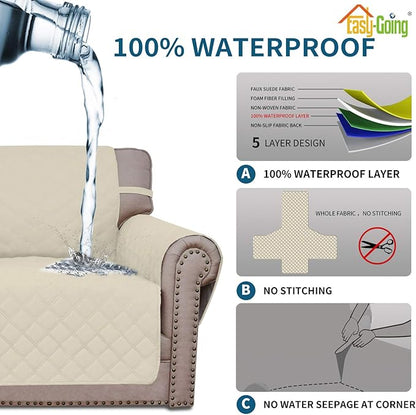 Easy-Going Sofa Slipcover Oversized Sofa Cover Waterproof Couch Cover Furniture Protector Cover Pets Covers Washable Non-Slip Fabric Pets Kids Children Dog Cat (Oversized Sofa, Ivory)