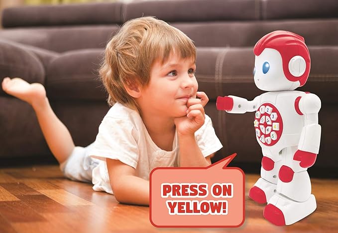 LEXiBOOK Powerman First Smart Interactive Toy Learning Robot Toy for Kids Dancing Plays Music Quiz Numbers Shapes Colors Boy Girl Robot Junior Red/White - ROB15EN