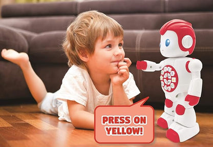 LEXiBOOK Powerman First Smart Interactive Toy Learning Robot Toy for Kids Dancing Plays Music Quiz Numbers Shapes Colors Boy Girl Robot Junior Red/White - ROB15EN