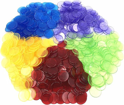 Yuanhe 500 Pieces 3/4 Inch Transparent Counting Chips for Bingo Game, Party, Classroom, Game Night - Mixed Color