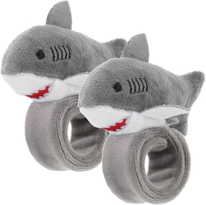 Abaodam 2pcs Animals Slap Bracelet Shark Slap Bracelet Plush Stuffed Animal Hugger Snap Wrist Band for Kids Party Favors