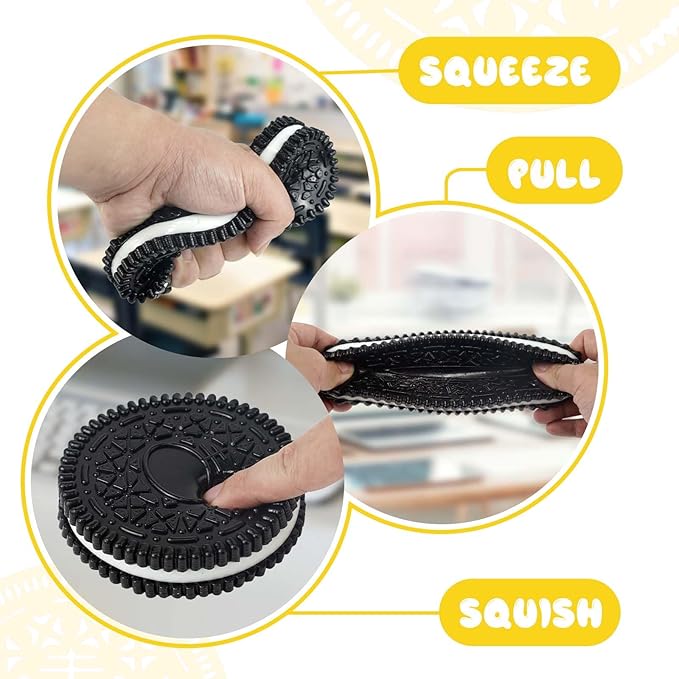 Gytera Sticky Cookie Squishies Fidget Toys Adults, Squeeze Toys Fidget Toys for Autism, Stress Balls for Adults Fidgets Birthday Easter Basket Stuffers(1 Pack Large Black)