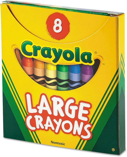 Crayola 520080 Large Crayons, Tuck Box, 8 Colors/Box