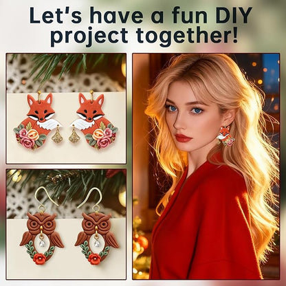 9 Pack Christmas Themed Polymer Clay Cutters - Owl/Squirrel/Raccoon/Tassel Earrings/Fries, Ideal Polymer Clay Molds & Polymer Clay Earring Cutters for Christmas Jewelry Making