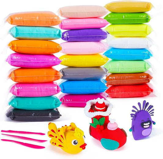 EDIFON Air Dry Clay, 24 Colors Modeling Clay Magic Clay with Sculpting Tools, Non-Toxic Self Drying Soft Clay for Kids and Adults, Gift for Boys and Girls