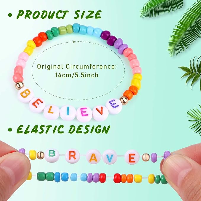 Lorfancy 12Pcs Kids Bracelets for Girls Letter Beads Bracelets Toddler Baby Cute Friendship Princess Stretchy Pretend Play Bracelet Costume Jewelry Accessories (A-12 pcs)