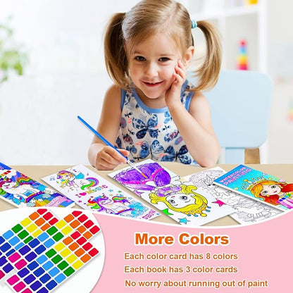 BAOXUE 5PCS Water Color Paint Sets for Kids, Pocket Watercolor Painting coloring Book, Paint With Water Books for Kids Ages 4-8, Art Craft Set for Girls Boys Drawing with Brush