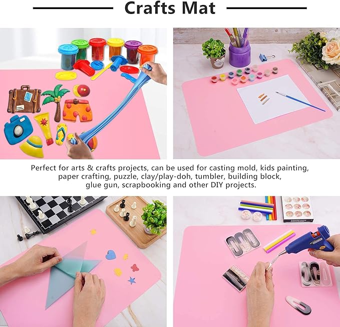 Gartful Resin Casting Tool Kits, Medium Silicone Craft Mat + 700ml Large Measuring Cups, Reusable DIY Craft Set for Resin, Epoxy, Acrylic Paint, Jewelry Making, Pack of 4