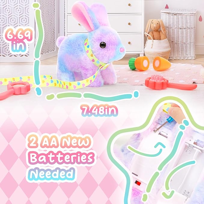 Tagitary Easter Bunny Plush Toys Hopping Easter Stuffed Bunny with Sounds,Wiggling Ears,Jumping,Twitching Mouth and Nose,Easter Basket Stuffer Decor School Prize Birthday Gift for Kids