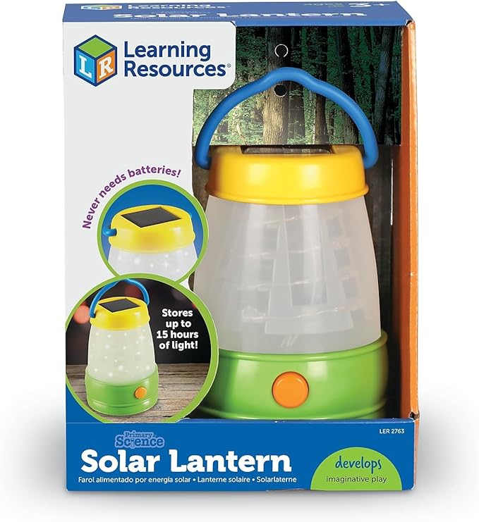 Learning Resources Solar Lantern, Kids Camping Accessories, Easy-Grip Portable Light, Exploration Play, Ages 3+