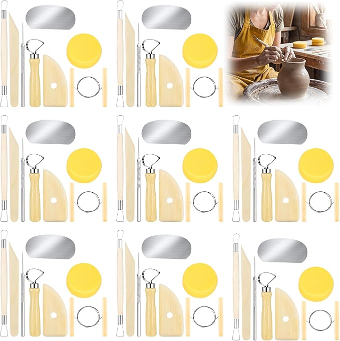 64Pcs Clay Sculpting Tools Kit, Ceramic Clay Ball Stylus Dot Painting Tools, Air Dry Clay Tools Set for Carving, Dotting, Embossing, Shaping, Molding, Pottery Crafts, Nail Art, Rhinestone, Rock