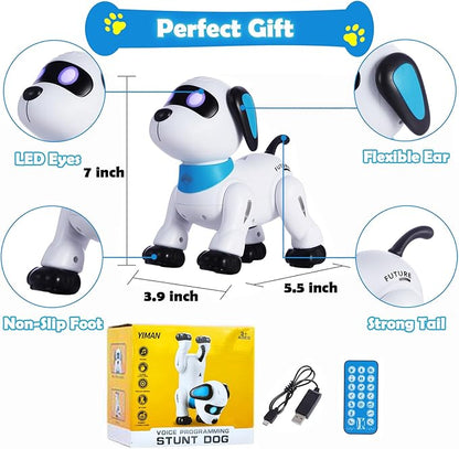 yiman Remote Control Robot Dog Toy – Programmable Smart Robot Dog for Kids 3+, Interactive Dancing & Sound, RC Stunt Toys with LED Eyes, Electronic Pet Toy for Boys & Girls Gifts (Pink)