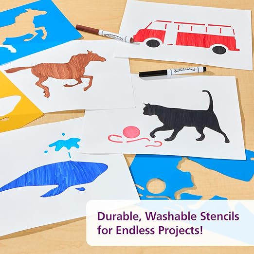Colorations Large Washable Plastic Everyday Objects Stencils - Set of 12