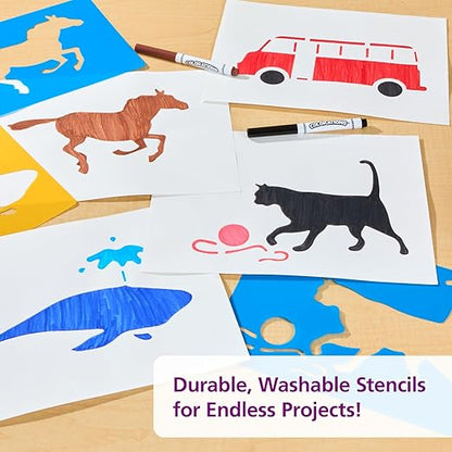 Colorations Large Washable Plastic Everyday Objects Stencils - Set of 12
