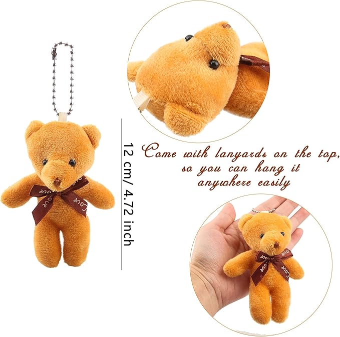 36 Packs 4.7 Inch Mini Teddy Bear Toy Plush Stuffed Bear Doll for Keychain Craft DIY Accessory Birthday Gifts Party Favors Supplies, 12 Colors