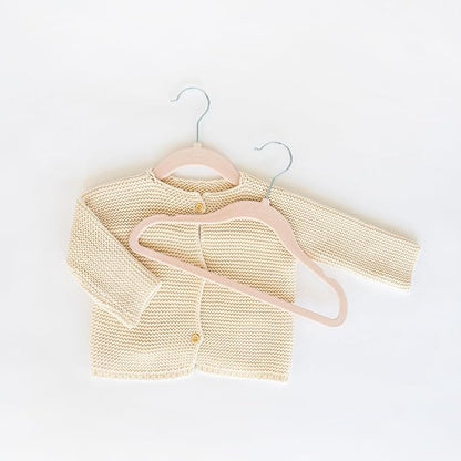 3 Sprouts Velvet Baby Hangers - Non-Slip Hanger for Infant, Toddler, Baby Clothes - Closet Kids Hangers with Slim Design, Nordic Colors, Pack of 30 - Hazelnut