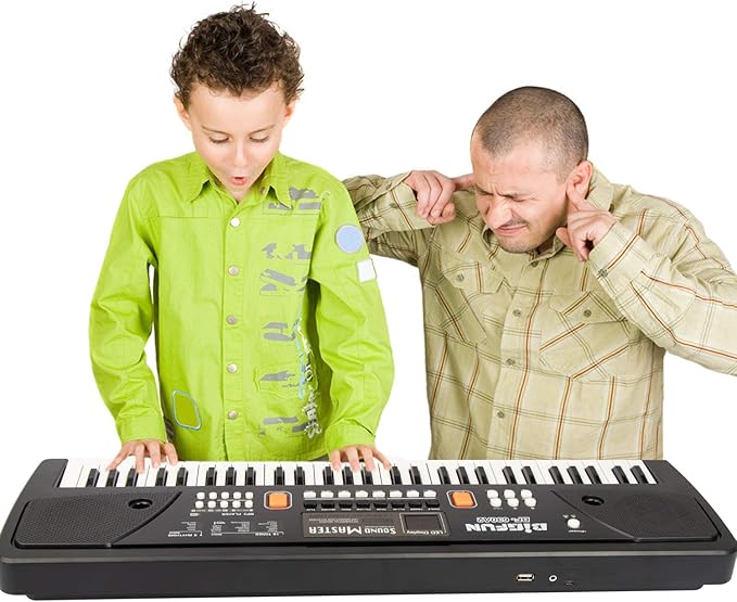LeeQee Digital Keyboard Piano for Kids & Beginners, 61 Keys Multifunction Electric Piano Keyboard with Microphone, Educational Instrument Musical Toy for 3-12 Years Old Boys Girls (Black)