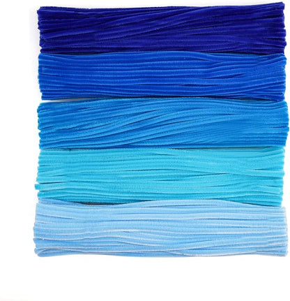 Caydo 500 Pieces Blue Pipe Cleaners, Chenille Stems, Pipe Cleaner Crafts for DIY Art and Craft Projects Creative Gift Party Decorations