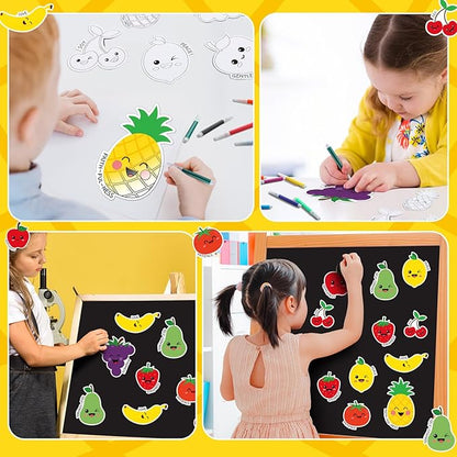 36 Set Fruit of The Spirit Crafts for Kids Color Your Own Fruit Magnets Decor DIY Christian Religious Craft Kit Cute Fruit Fridge Magnets for Classroom Sunday School VBS Coloring Activity
