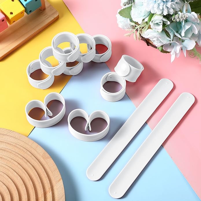 12 Pcs Silicone Slap Bracelets DIY Slap Bands Party Favors Bulk Blank Soft Wristband Wrist Snap Band for Craft Project DIY Painting Birthday Party Halloween Christmas