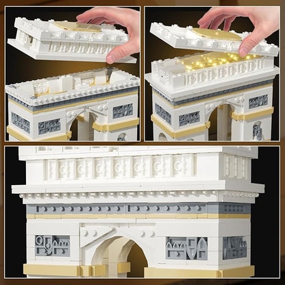 itshWOee Architecture Arc De Triomphe Building Set, Paris Collectible City Landmark Architectural Building Toys with Lights, Home Décor Paris Gift for Adults and Kids Age 6+