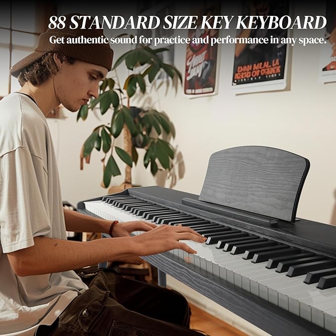 Ktaxon 88 Key Semi-Weighted Keyboard Piano, Digital Piano Keyboard with Professional Triple Pedal, Bluetooth MIDI Function, Advanced Chip and Full Equipment for Beginner (Classic Black)