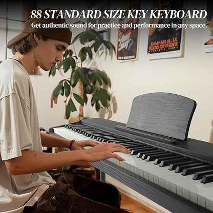 Ktaxon 88 Key Semi-Weighted Keyboard Piano, Digital Piano Keyboard with Professional Triple Pedal, Bluetooth MIDI Function, Advanced Chip and Full Equipment for Beginner (Classic Black)