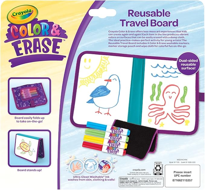 Crayola Color & Erase Drawing Board for Kids, Travel Coloring Kit, Drawing Toy, Toddler Coloring Set, Gift for Kids, 3+