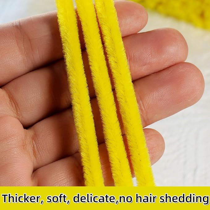 Qirimoi Yellow Pipe Cleaners Craft Pipe Cleaners Bulk Pipecleaners Crafts Supplies，200Pcs Yellow