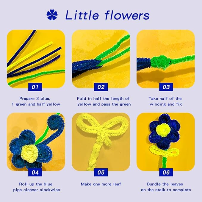 100 Pieces Pipe Cleaners Chenille Stem, Blue Pipe Cleaners Set for DIY Arts Crafts Decorations, Chenille Stems (Blue)