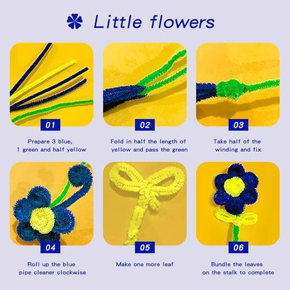 100 Pieces Pipe Cleaners Chenille Stem, Blue Pipe Cleaners Set for DIY Arts Crafts Decorations, Chenille Stems (Blue)