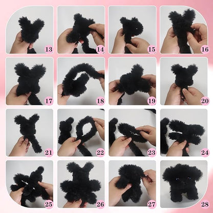 TOAOB 4pcs Thick Pipe Cleaners Black Large Chenille Stems for Crafts Long 39 Inch Fuzzy Sticks Craft Supplies for DIY Art Craft Projects Home Decorations