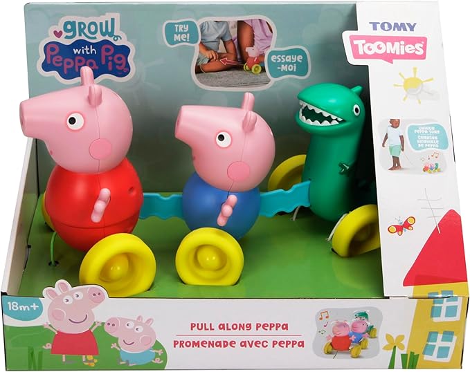 Toomies Peppa Pig Pull Along Toy - Peppa Pig Toys with Music and Wheels - Baby and Toddler Push Toys with Wibble Wobble Action - Walking Toys Ages 18 Months and Up