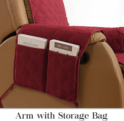 TOMORO Non-Slip Oversized Recliner Cover, 100% Waterproof Quilted Recliner Chair Slipcover Furniture Protector with Pockets, Washable Couch Cover with Elastic Straps for Kids and Pets